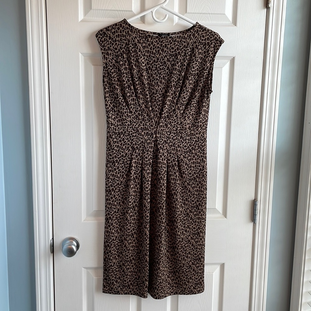 Talbots Size Small Cap Sleeve Cheetah Print Sheath Dress